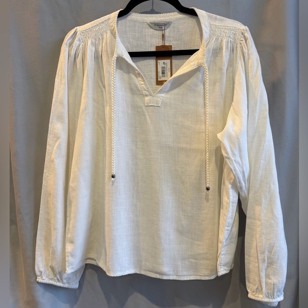 Denver Hayes Women’s Cream Long Sleeve Blouse Size S